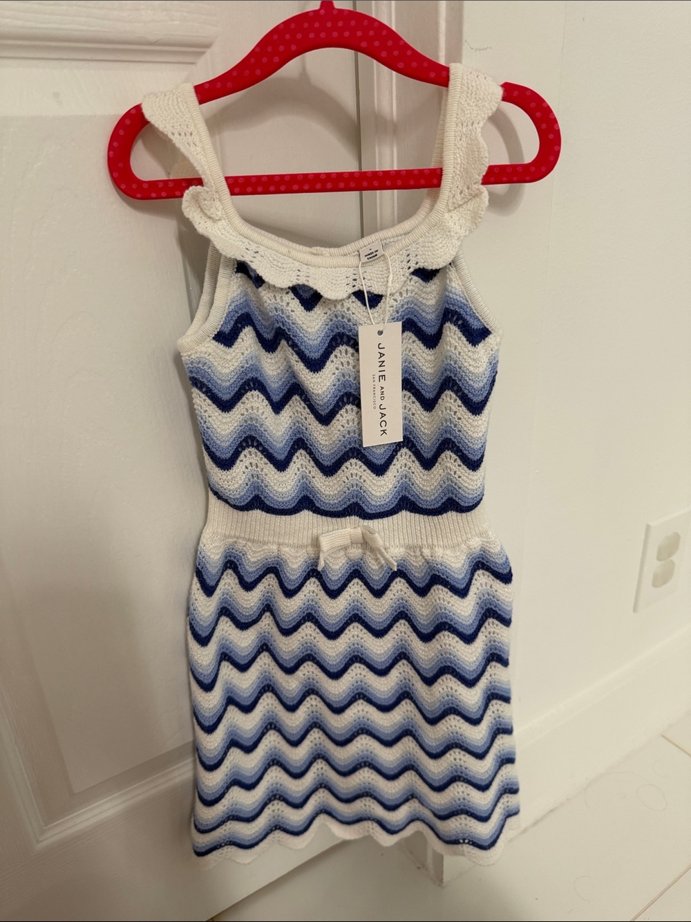 Janie and Jack White and Navy Zigzag Knit Sundress